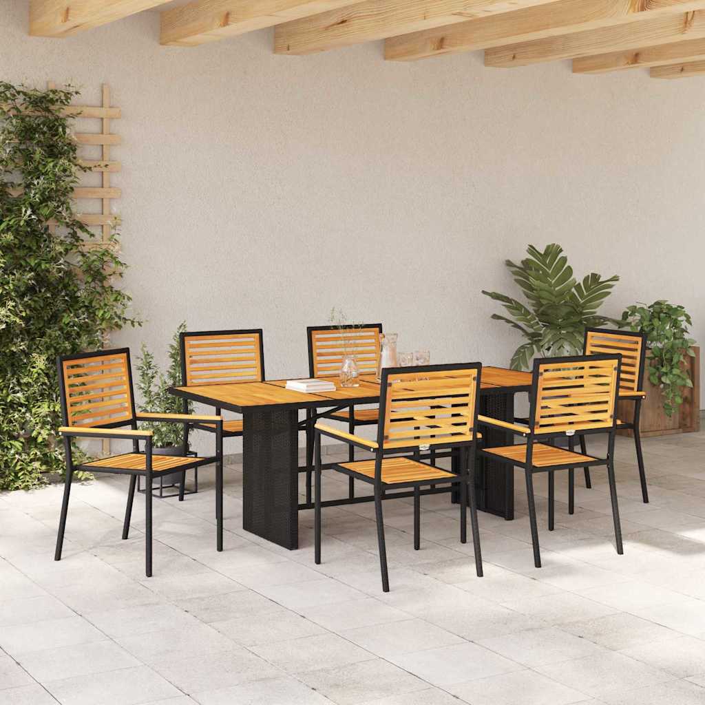 Hage Spisegruppe 7 pcs Svart og Brun polyrotting