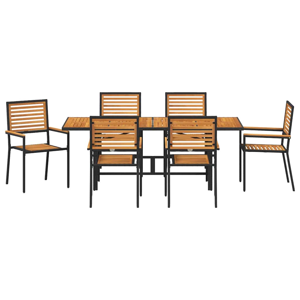 Hage Spisegruppe 7 pcs Svart og Brun polyrotting