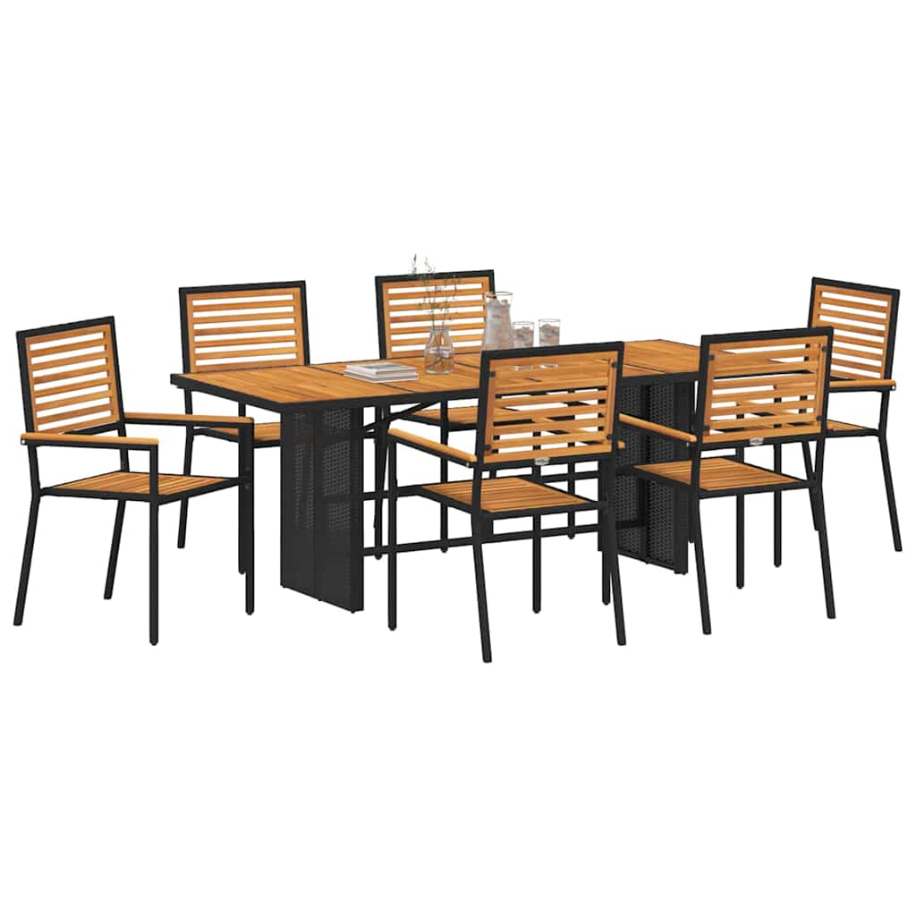 Hage Spisegruppe 7 pcs Svart og Brun polyrotting