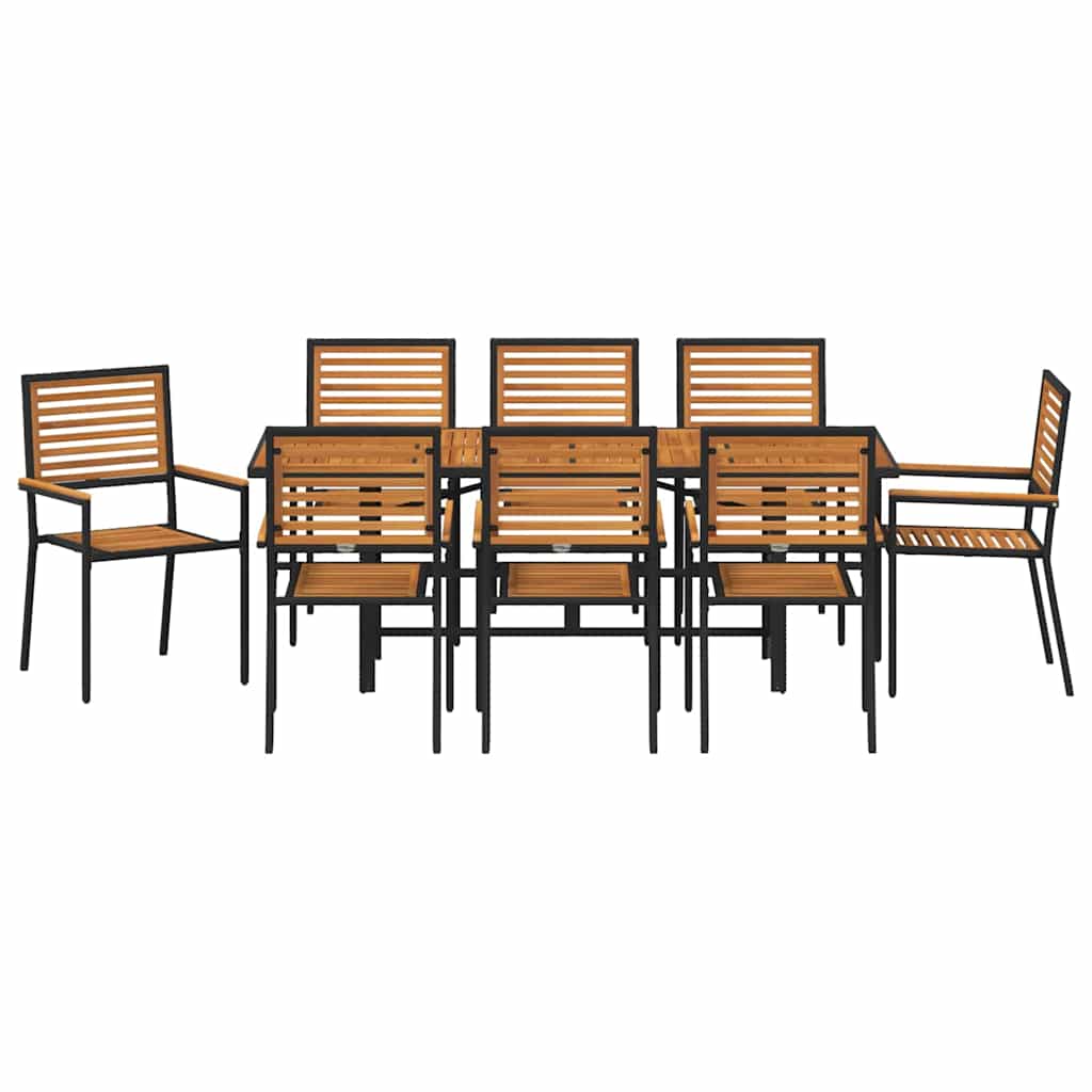 Hage Spisegruppe 9 pcs Svart og Brun polyrotting