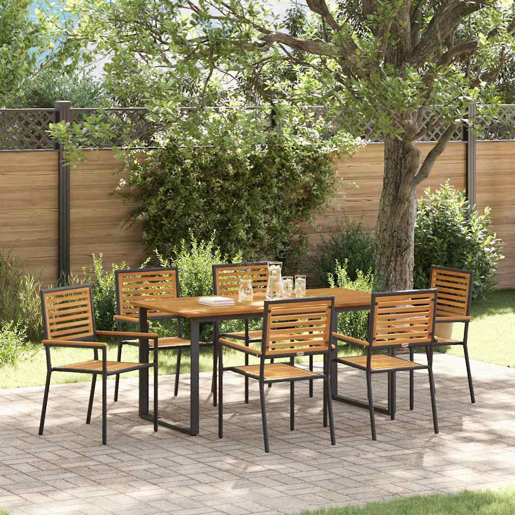 Hage Spisegruppe 7 pcs Svart Solid akasietre