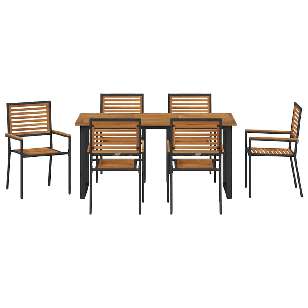 Hage Spisegruppe 7 pcs Svart Solid akasietre
