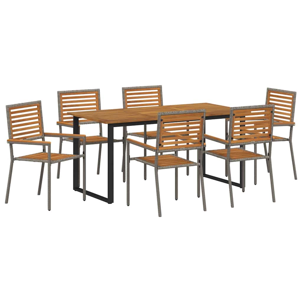 Hage Spisegruppe 7 pcs Grå Solid akasietre