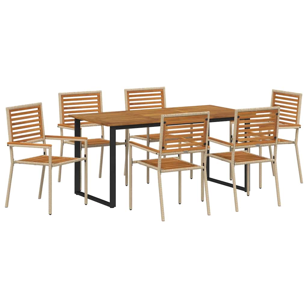 Hage Spisegruppe 7 pcs Beige Solid akasietre