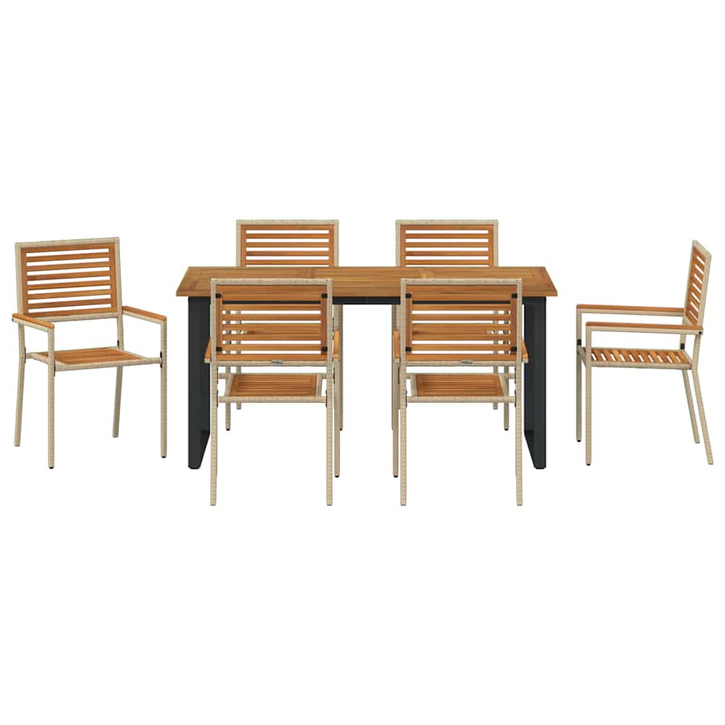 Hage Spisegruppe 7 pcs Beige Solid akasietre