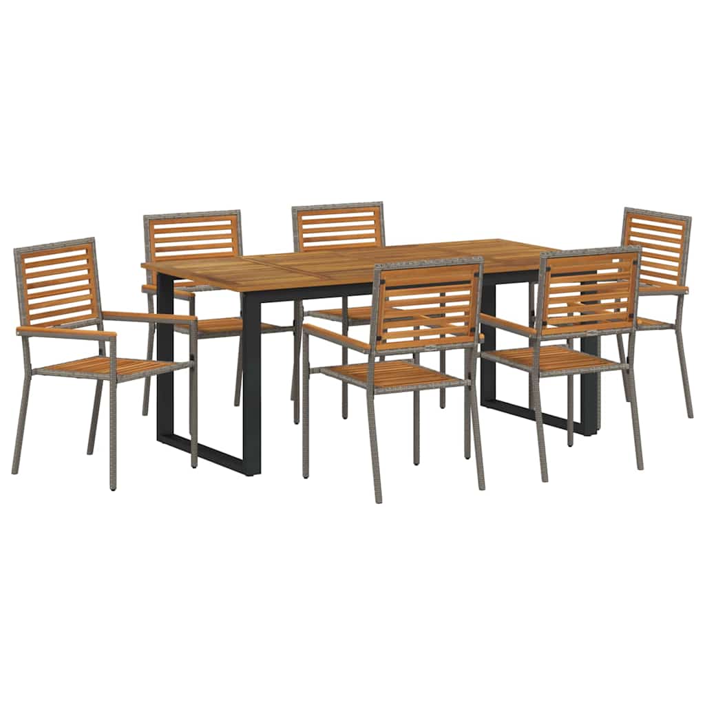 Hage Spisegruppe 7 pcs Grå Solid akasietre