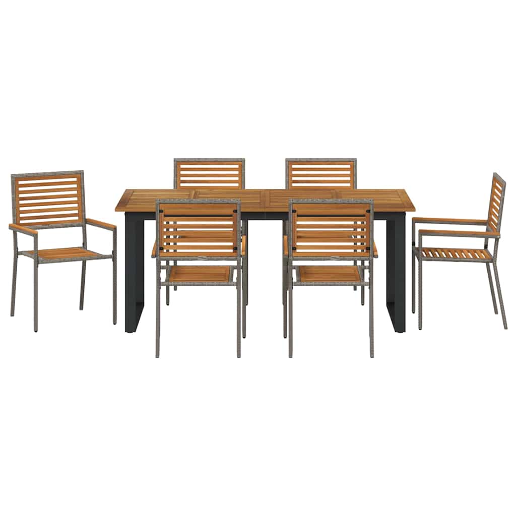 Hage Spisegruppe 7 pcs Grå Solid akasietre