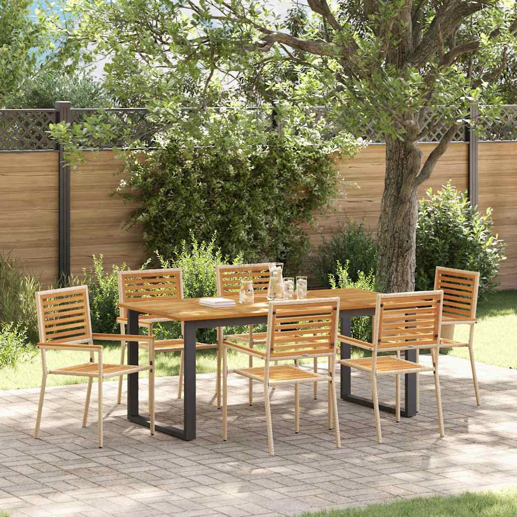 Hage Spisegruppe 7 pcs Beige Solid akasietre