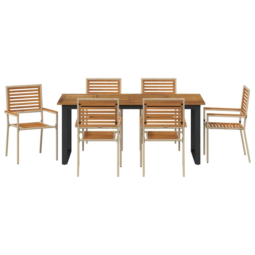 Hage Spisegruppe 7 pcs Beige Solid akasietre