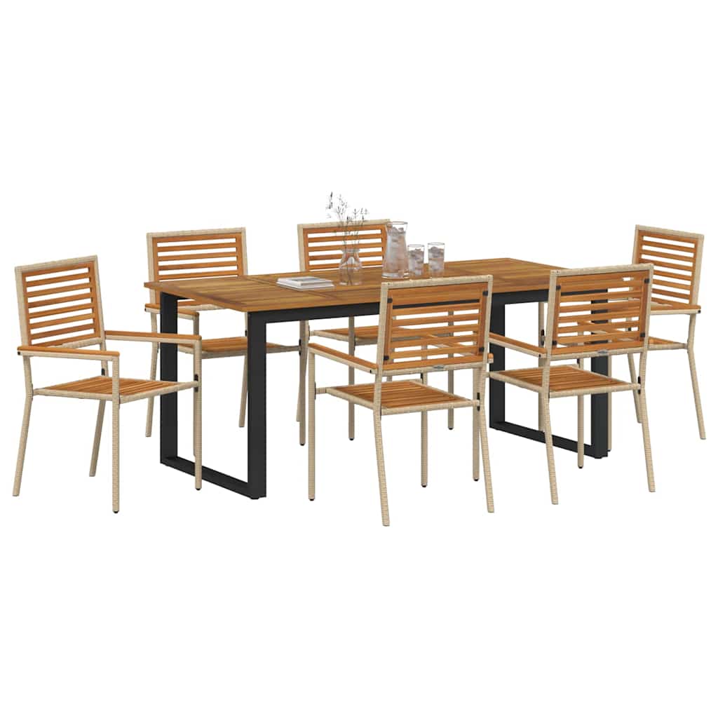 Hage Spisegruppe 7 pcs Beige Solid akasietre
