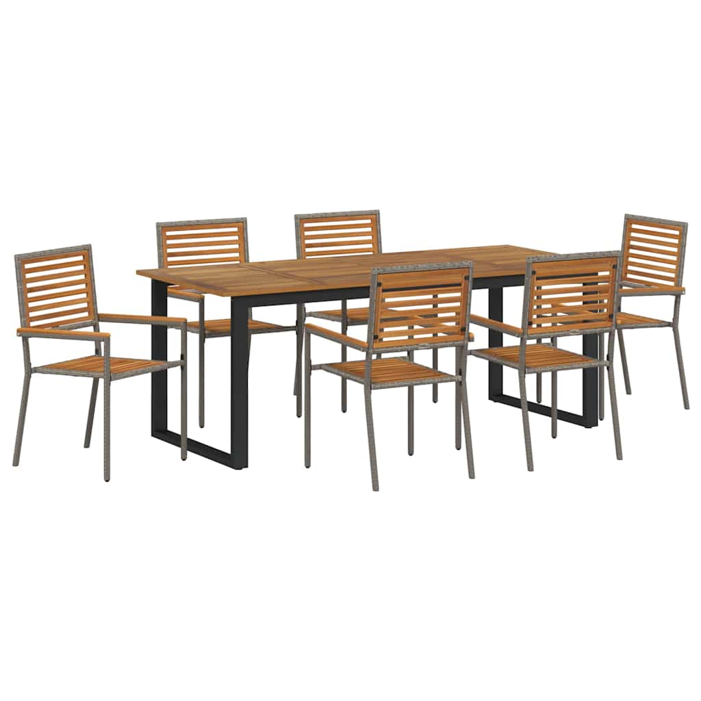 Hage Spisegruppe 7 pcs Grå Solid akasietre vidaXL