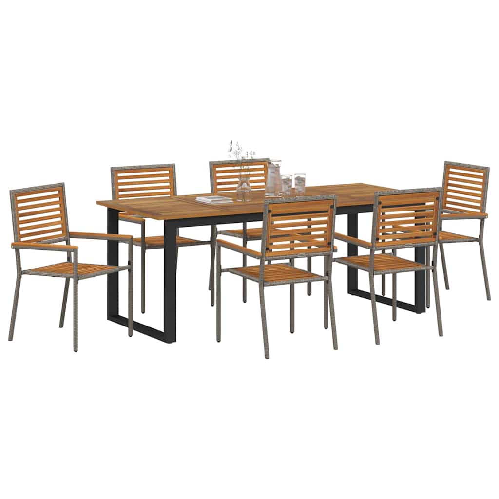 Hage Spisegruppe 7 pcs Grå Solid akasietre vidaXL