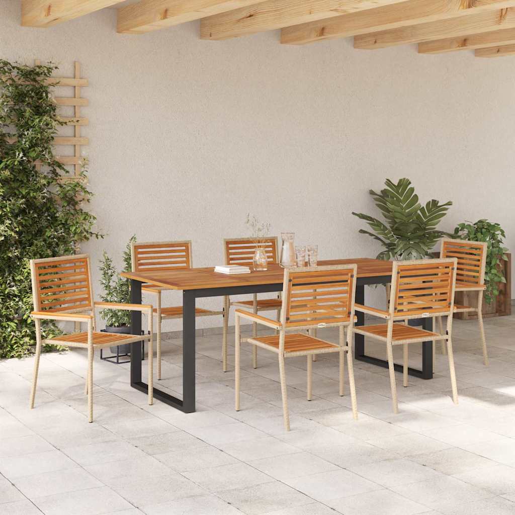 Hage Spisegruppe 7 pcs Beige Solid akasietre vidaXL