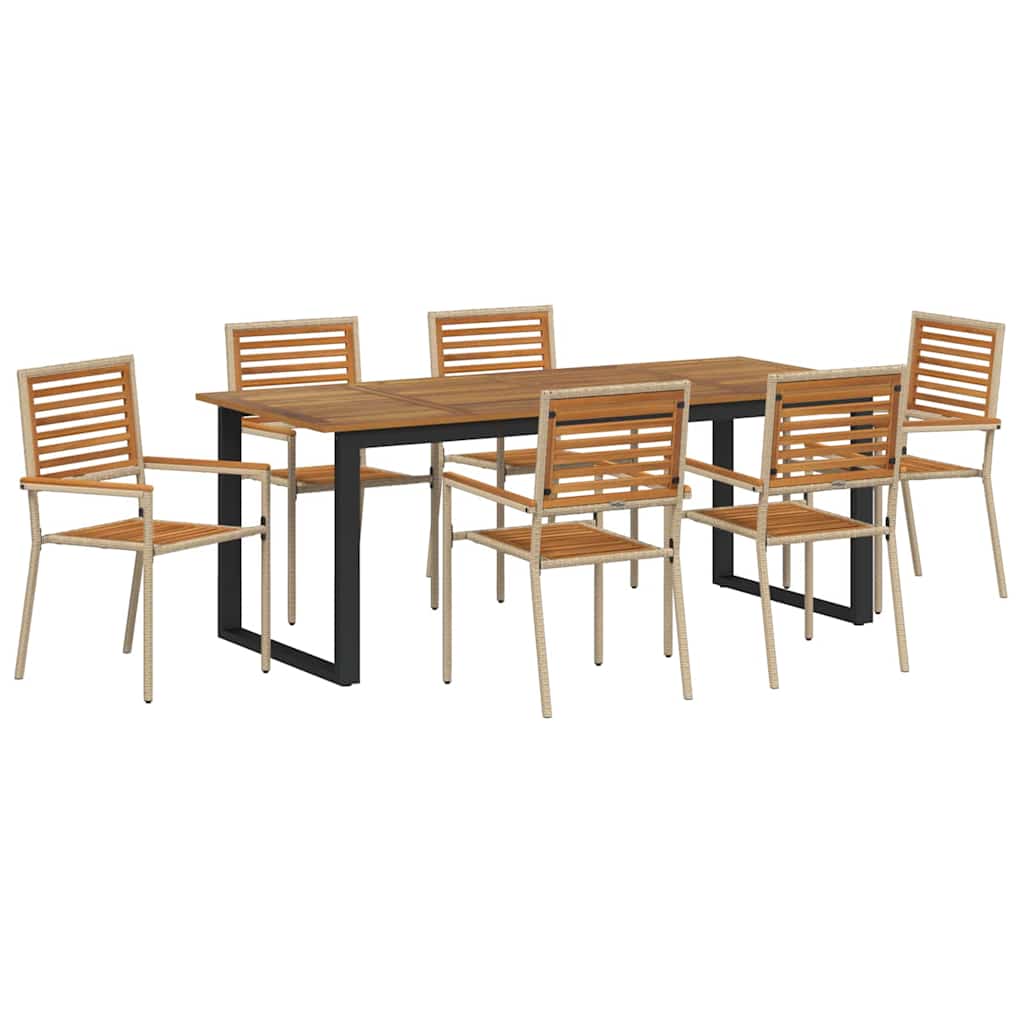 Hage Spisegruppe 7 pcs Beige Solid akasietre vidaXL