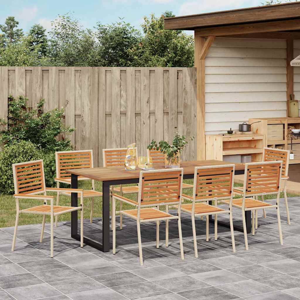 Hage Spisegruppe 9 pcs Beige Solid akasietre vidaXL