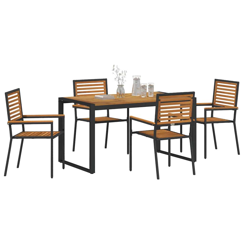 Hage Spisegruppe 5 pcs Svart og Brun polyrotting