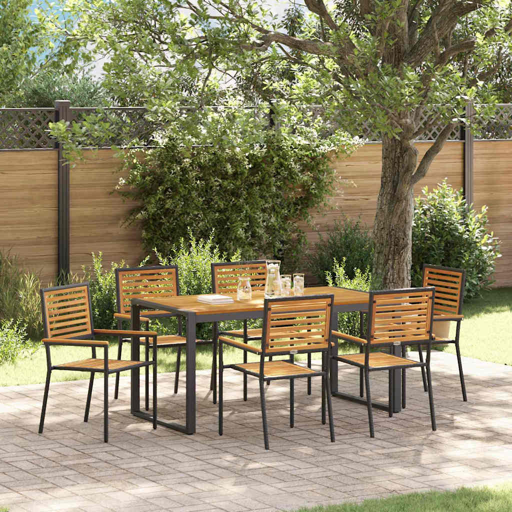 Hage Spisegruppe 7 pcs Svart og Brun polyrotting vidaXL