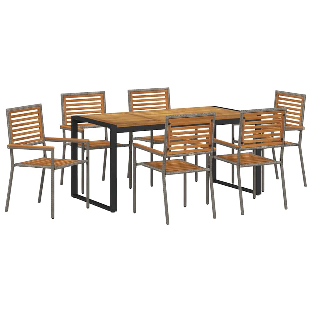 Hage Spisegruppe 7 pcs Grå og Brun polyrotting vidaXL