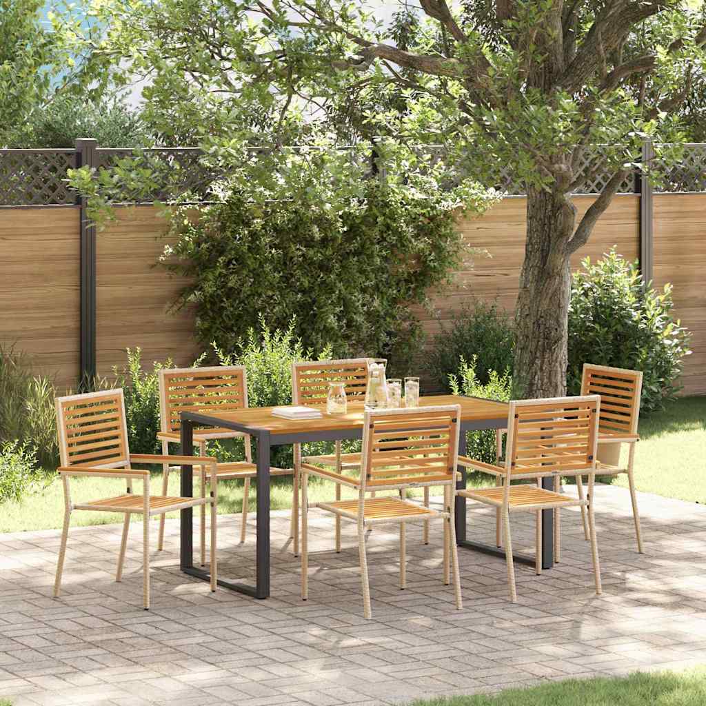 Hage Spisegruppe 7 pcs Beige og Brun polyrotting vidaXL