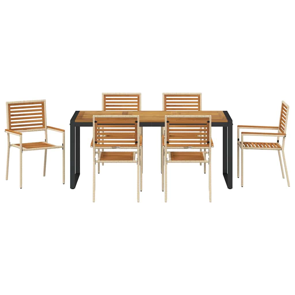 Hage Spisegruppe 7 pcs Beige og Brun polyrotting vidaXL
