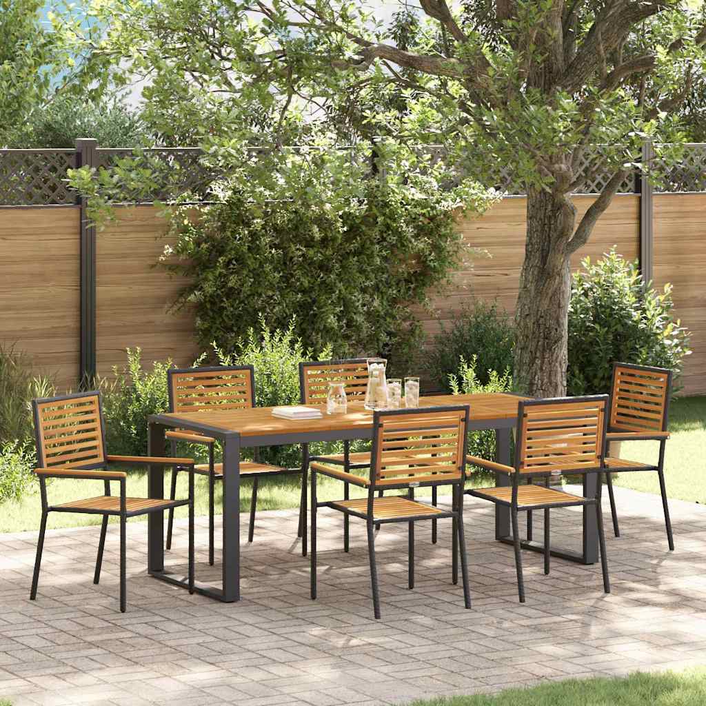Hage Spisegruppe 7 pcs Svart og Brun polyrotting vidaXL