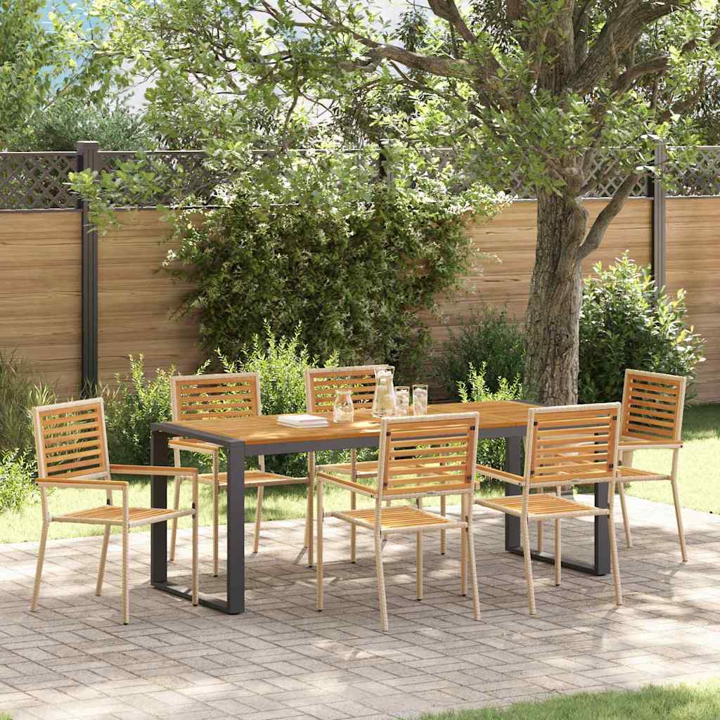 Hage Spisegruppe 7 pcs Beige og Brun polyrotting vidaXL