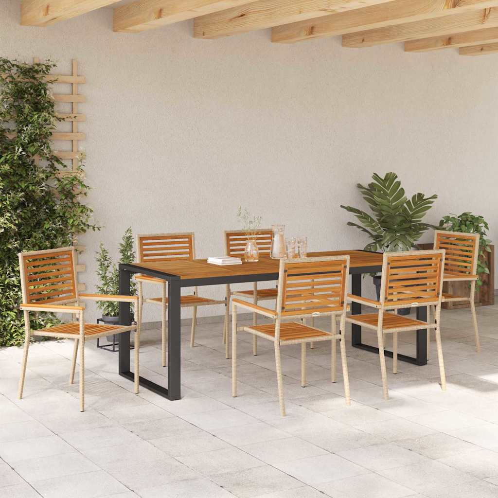 Hage Spisegruppe 7 pcs Beige og Brun polyrotting vidaXL