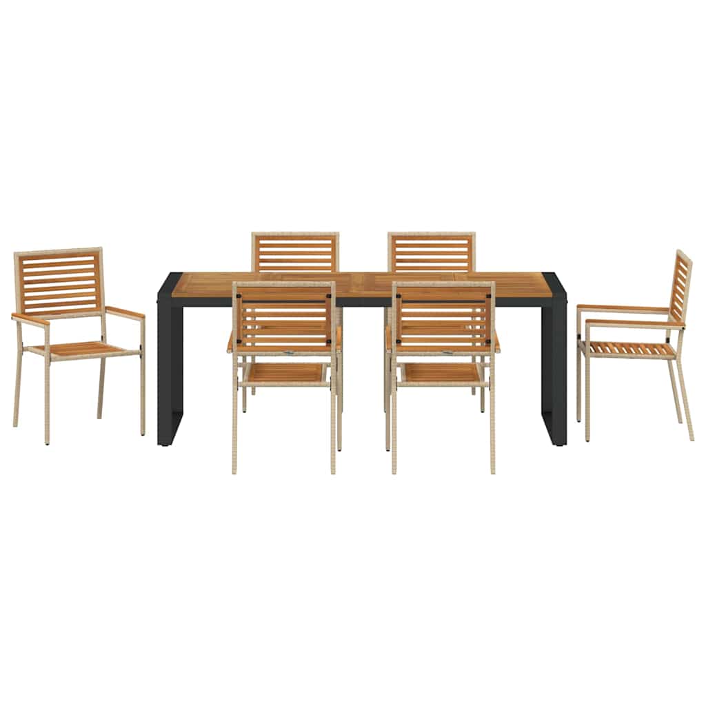 Hage Spisegruppe 7 pcs Beige og Brun polyrotting vidaXL