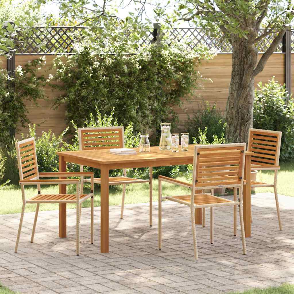 Hage Spisegruppe 5 pcs Beige Solid akasietre vidaXL