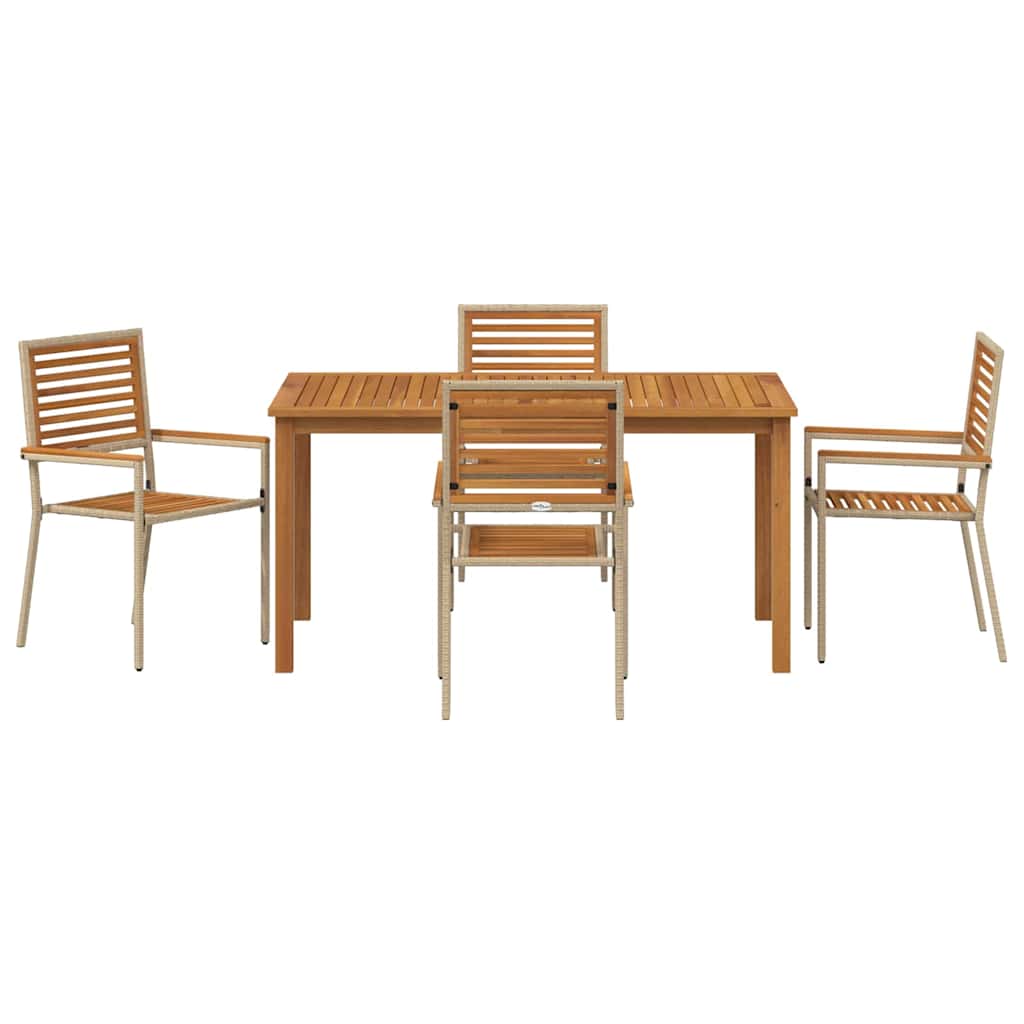 Hage Spisegruppe 5 pcs Beige Solid akasietre vidaXL