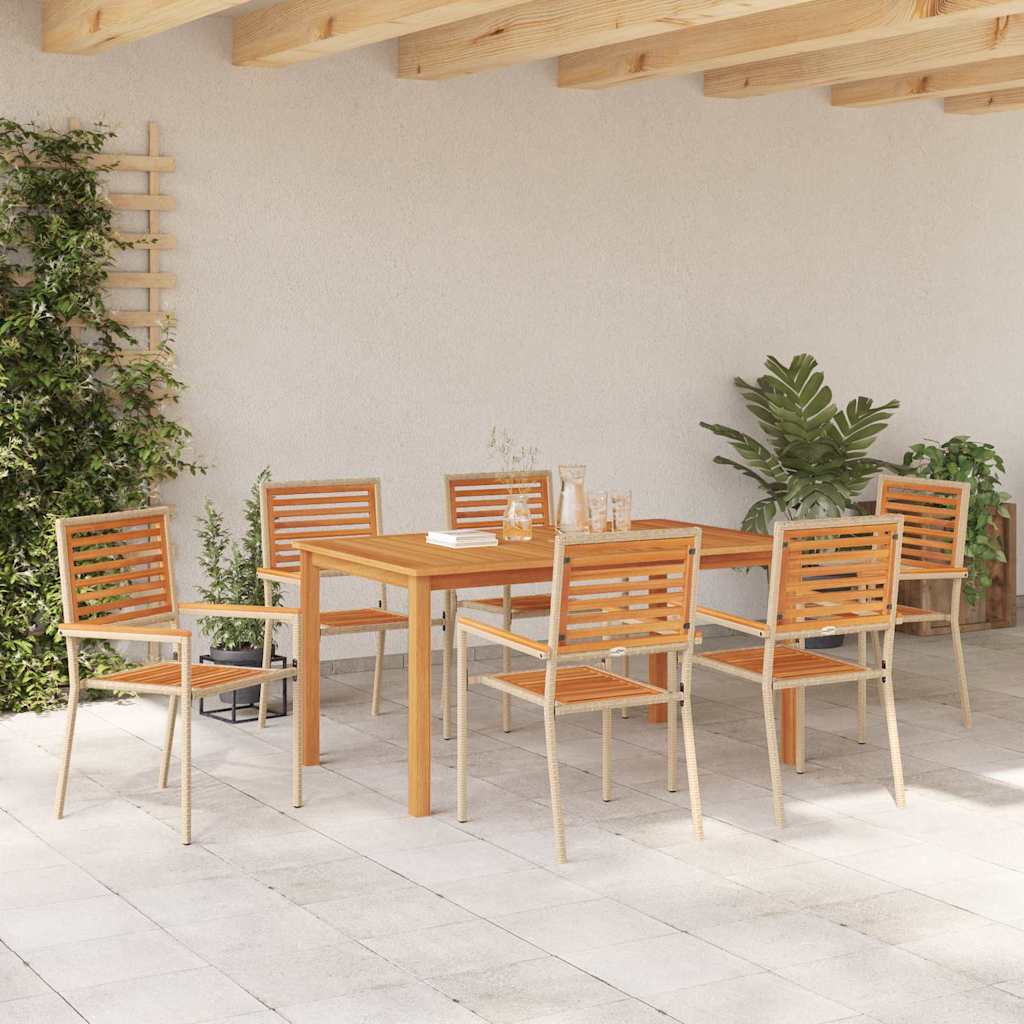 Hage Spisegruppe 7 pcs Beige Solid akasietre vidaXL