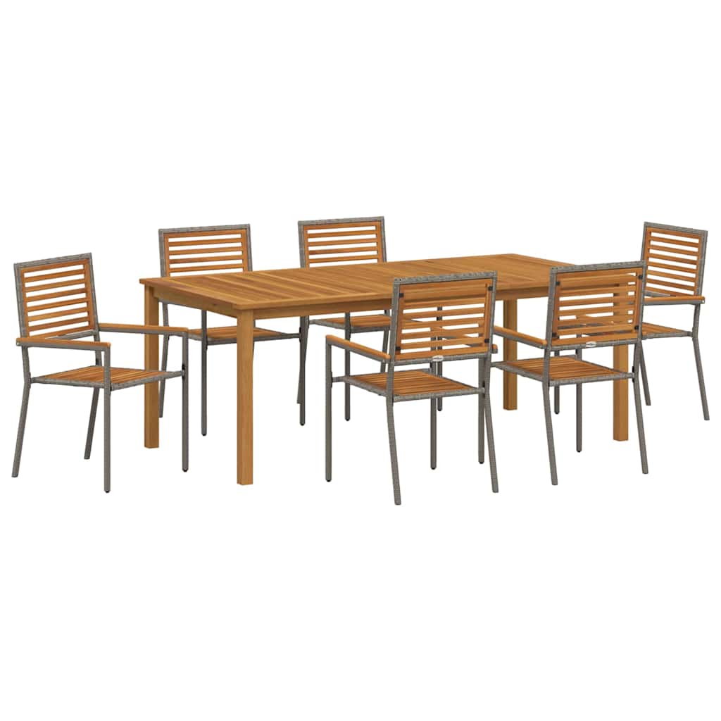 Hage Spisegruppe 7 pcs Grå Solid akasietre