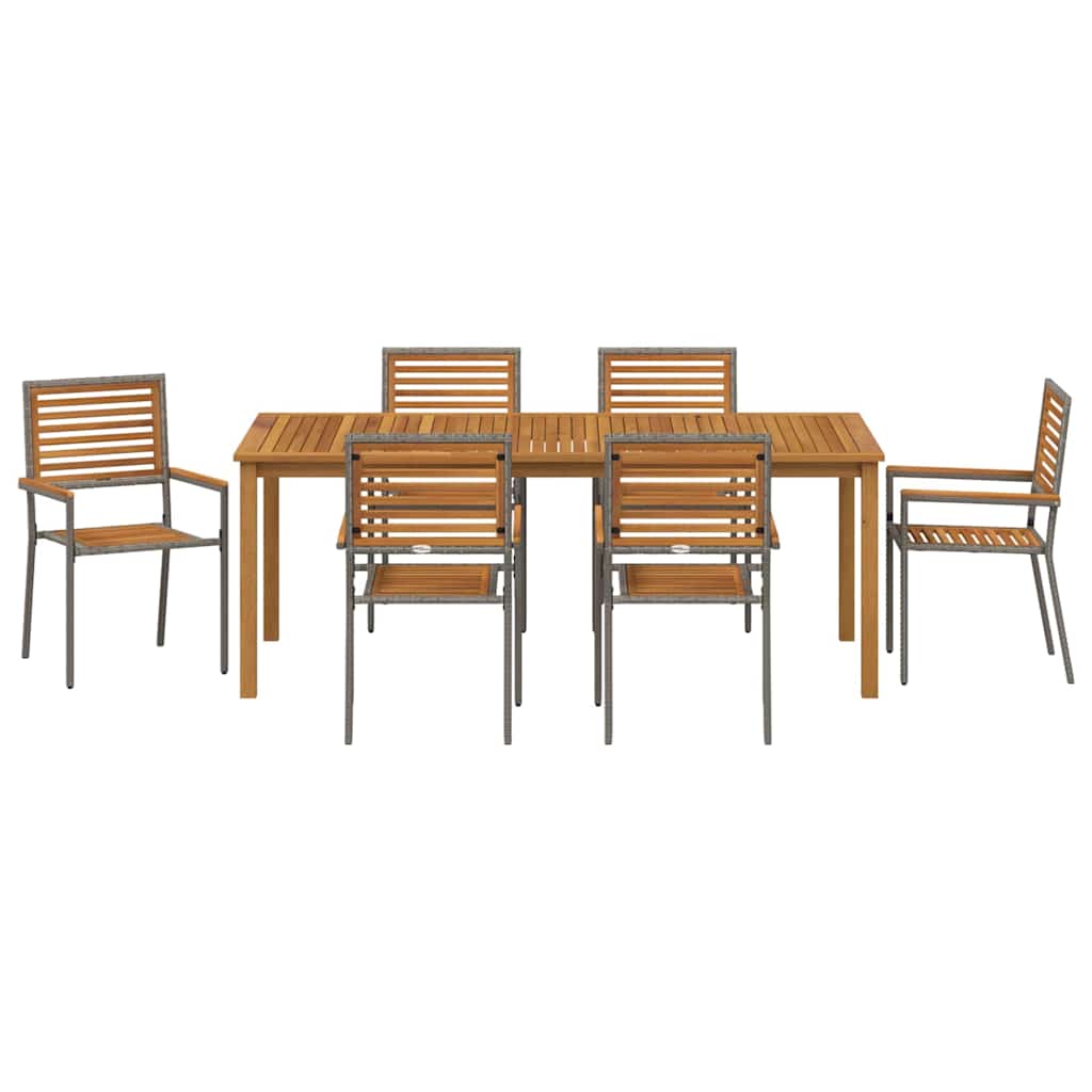 Hage Spisegruppe 7 pcs Grå Solid akasietre