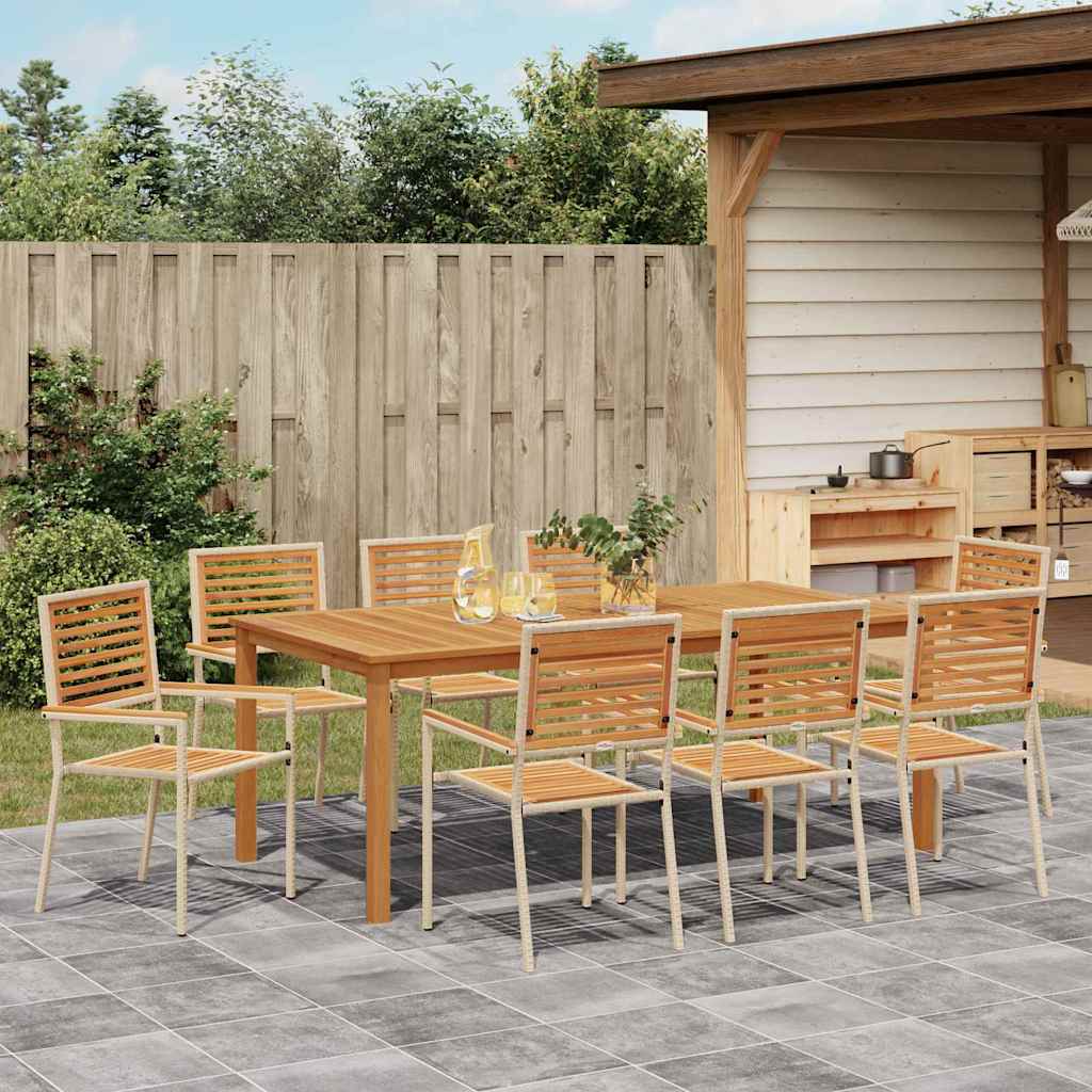 Hage Spisegruppe 9 pcs Beige Solid akasietre