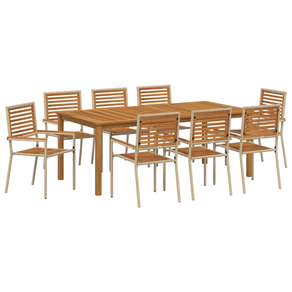 Hage Spisegruppe 9 pcs Beige Solid akasietre