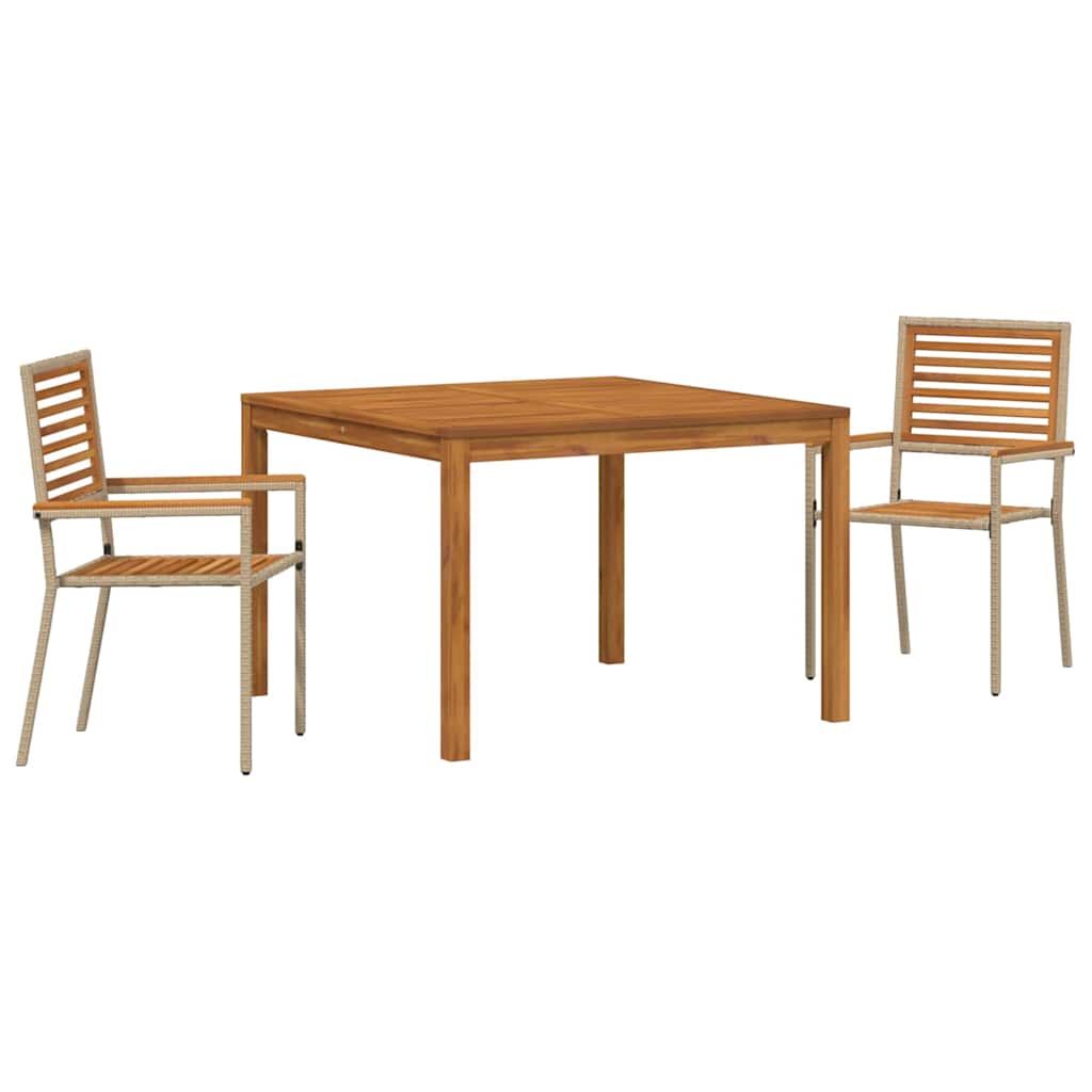 Hage Spisegruppe 3 pcs Beige Solid akasietre