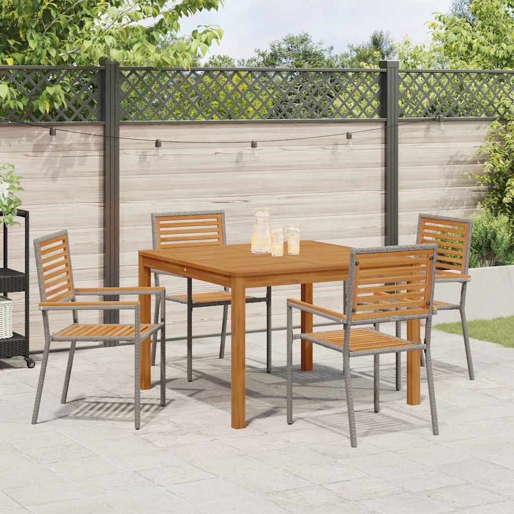 Hage Spisegruppe 5 pcs Grå Solid akasietre