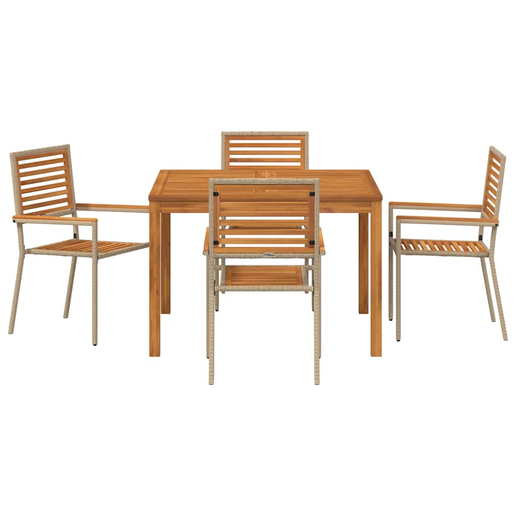Hage Spisegruppe 5 pcs Beige Solid akasietre