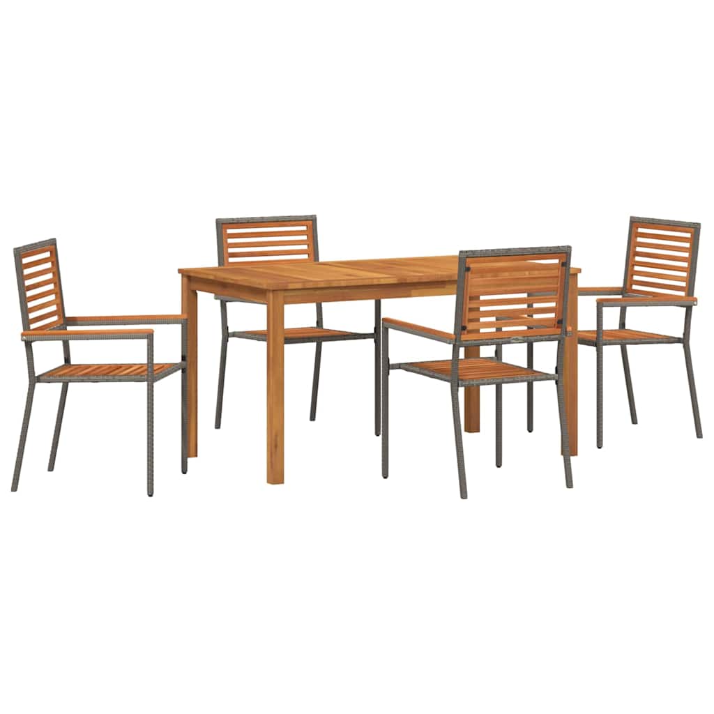 Hage Spisegruppe 5 pcs Grå Solid akasietre