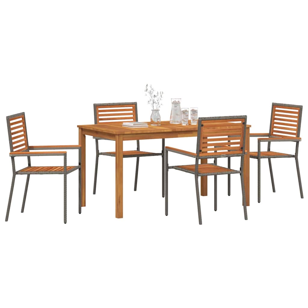 Hage Spisegruppe 5 pcs Grå Solid akasietre