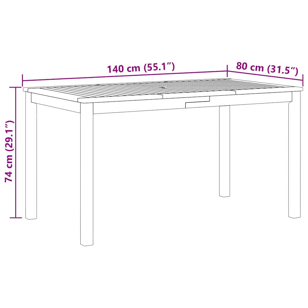 Hage Spisegruppe 5 pcs Grå Solid akasietre