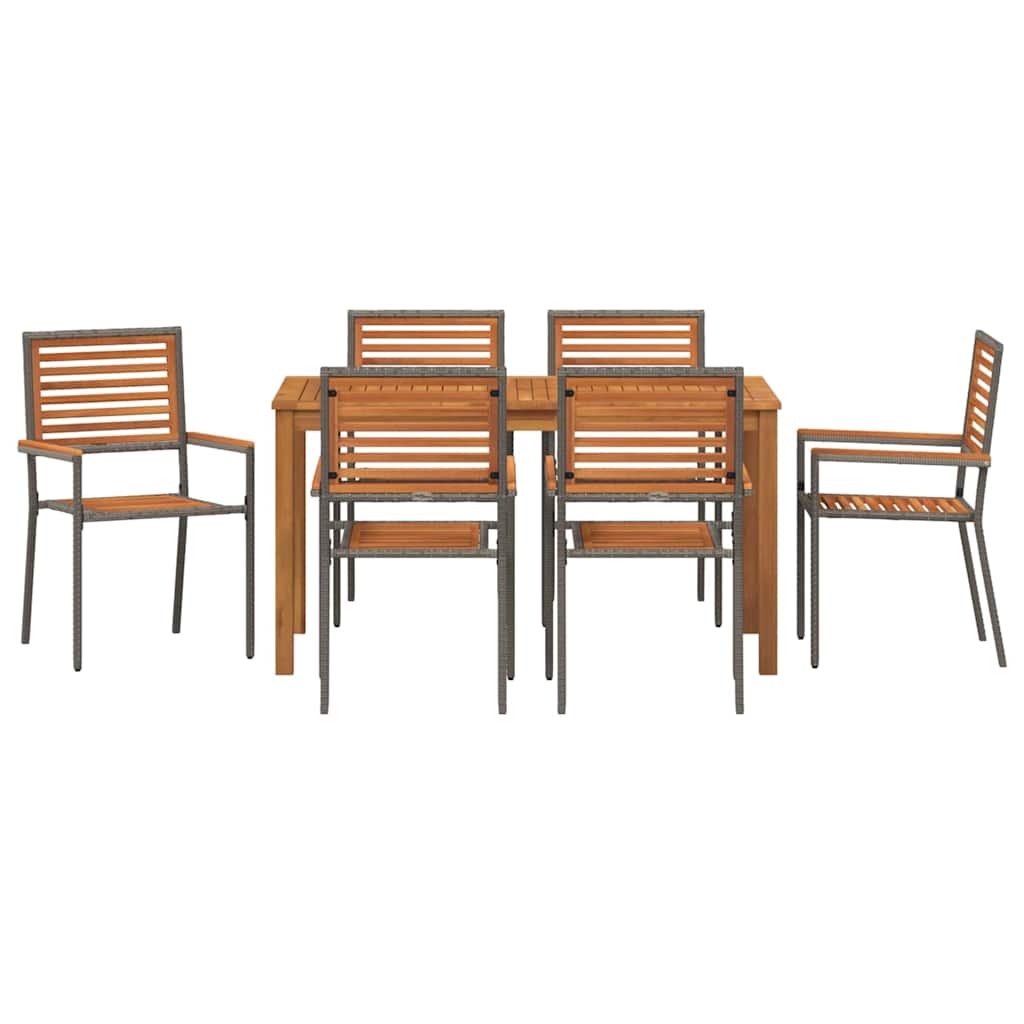 Hage Spisegruppe 7 pcs Grå Solid akasietre