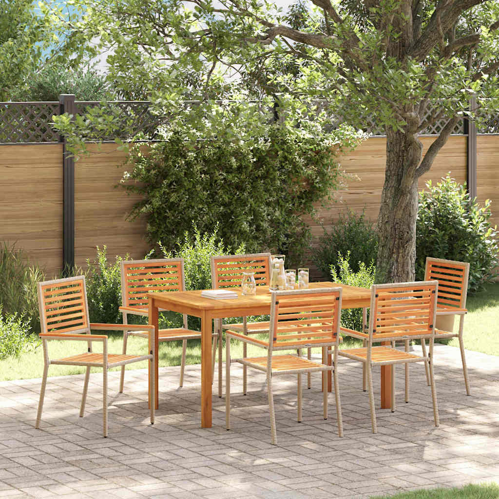 Hage Spisegruppe 7 pcs Beige Solid akasietre
