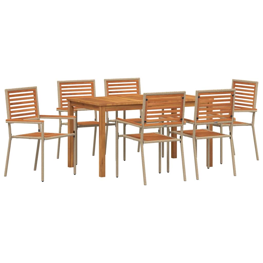 Hage Spisegruppe 7 pcs Beige Solid akasietre