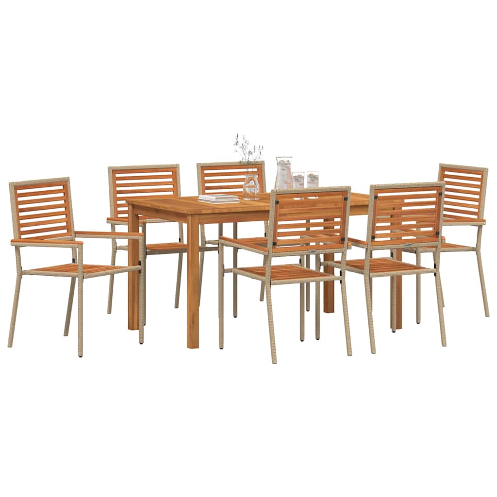 Hage Spisegruppe 7 pcs Beige Solid akasietre