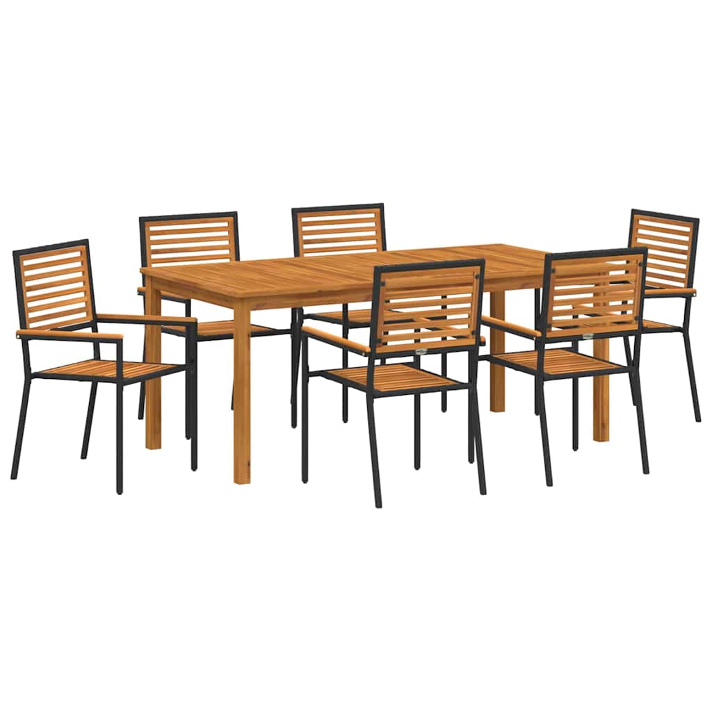 Hage Spisegruppe 7 pcs Svart Solid akasietre