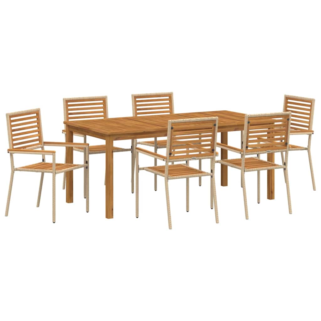 Hage Spisegruppe 7 pcs Beige Solid akasietre
