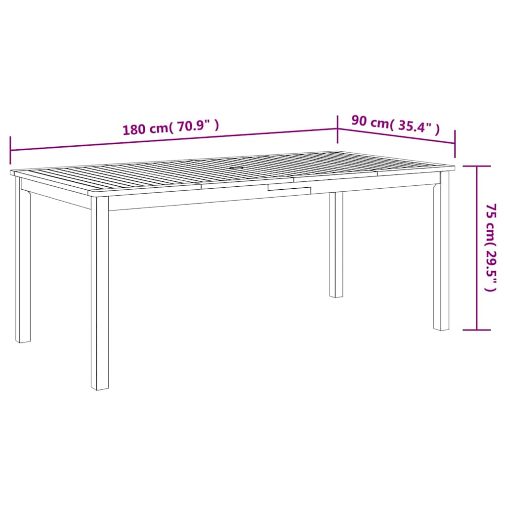 Hage Spisegruppe 9 pcs Svart Solid akasietre