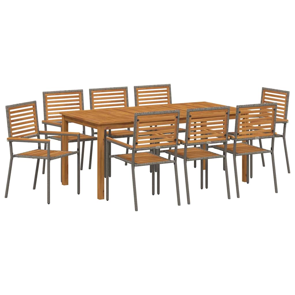 Hage Spisegruppe 9 pcs Grå Solid akasietre