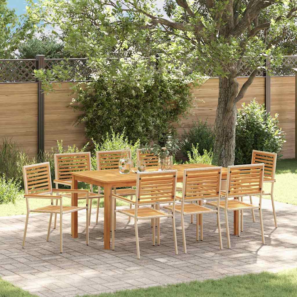 Hage Spisegruppe 9 pcs Beige Solid akasietre